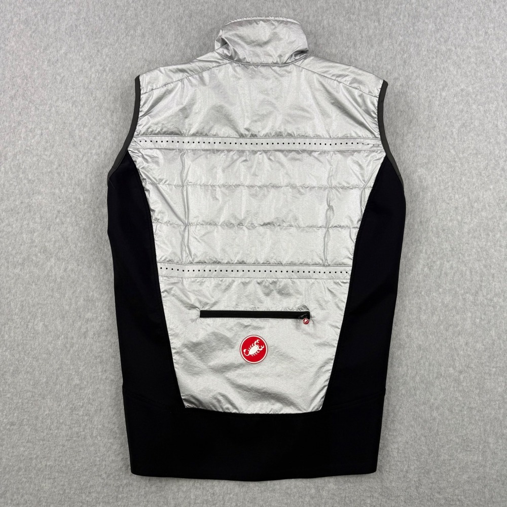 Castelli Cycling Vest Mens Large Silver Aria Quilted Core Warmer Full Zip - Picture 5 of 13